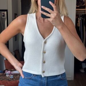 Abercrombie & Fitch White Button-Up Tank Top